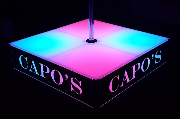 LED pole dance platform with company logo
